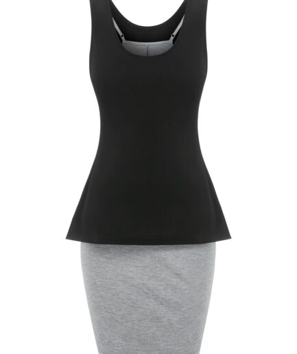 Dresslily Women Plain Tank Top and Heathered Cami Bodycon Dress Clothing M Multicolor