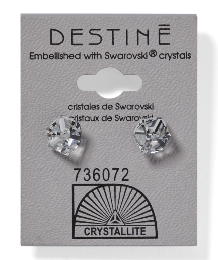 Destine Clear Cube Earrings 6mm