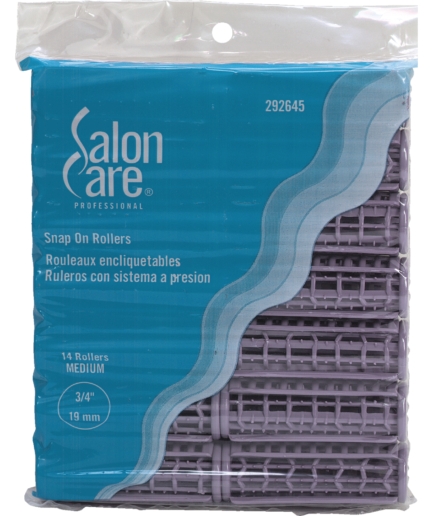 Medium 3/4 Inch Lavender Snap-On Rollers 14 Count