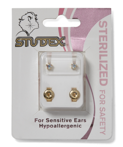 Gold Plated Aurora Borealis Ear Piercing Studs
