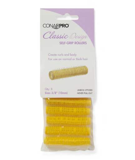 Yellow 3/8 Inch Classic Style Self Grip Rollers 8 Pack