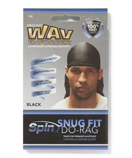 Snug Fit Bold Black Do Rag