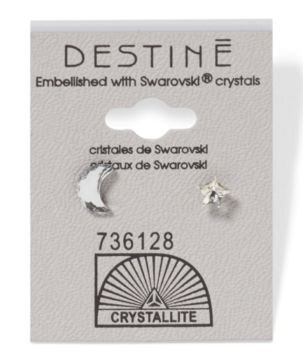 Destine Moon & Stars Clear Earrings