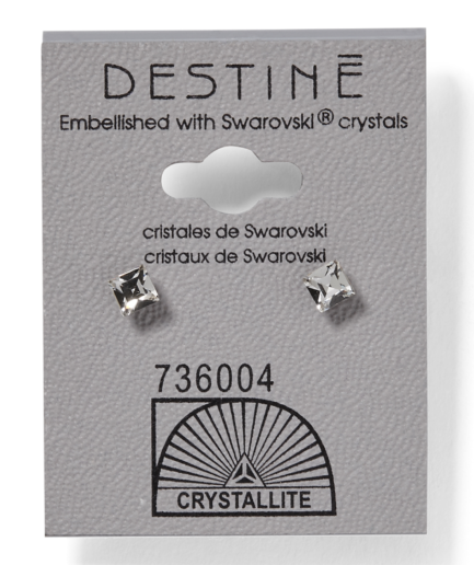 Destine Clear Faceted Square Earrings 4mm