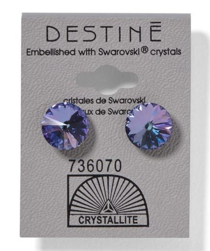 Destine Violet Rivoli Earrings 11mm