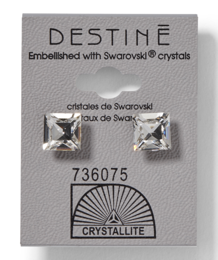 Destine Clear Faceted Square Earrings 8mm