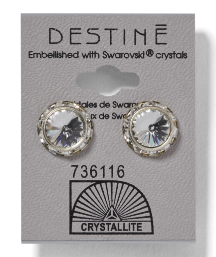 Destine Crystal Rhinestone Rivoli Earrings 12mm