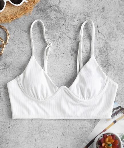 ZAFUL Ribbed Monowire Bikini Top L White