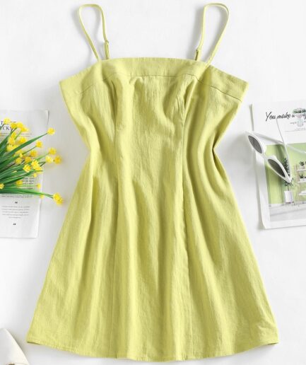 Mini Dress ZAFUL Spaghetti Strap Mini Cami Sundress M Light green