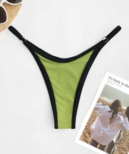 ZAFUL Contrasting Binding O Ring Thong Bikini Bottom M Light green