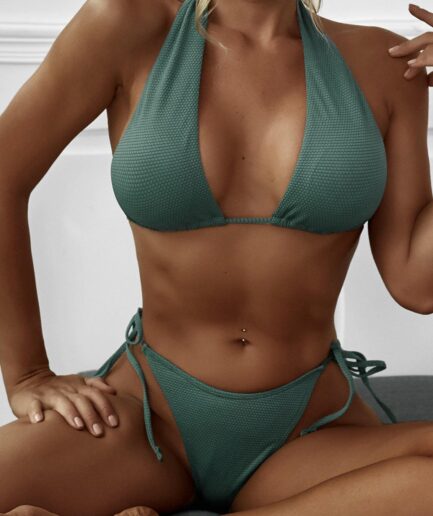 ZAFUL Tie Side Convertible Tanga Bikini Swimwear L Green