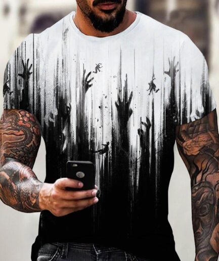 Men T-Shirts Gothic T Shirt Devil Palm Painting Print Summer T-shirt Short Sleeve Casual Tee Clothing Online S Multicolor