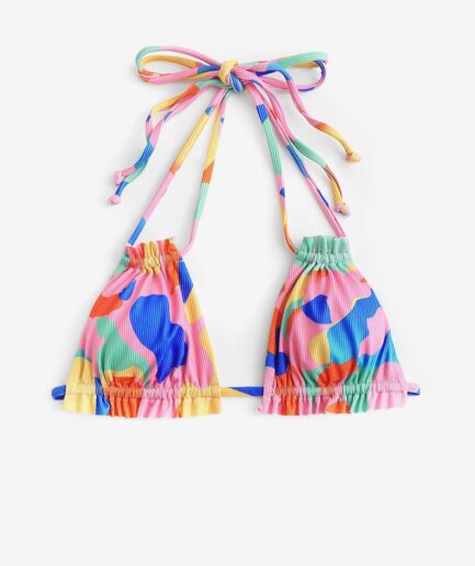 Colorblock Frilled Bikini Top L Multi a