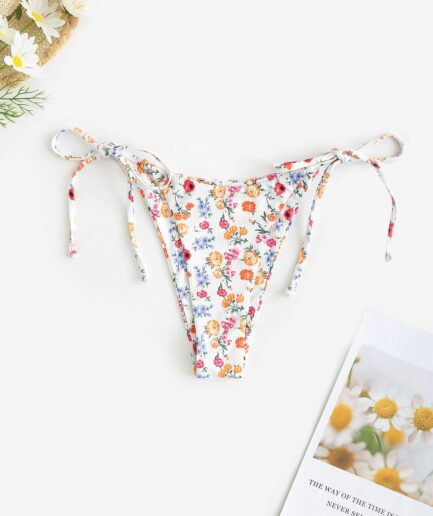 Tie Side Adjustable Bikini Bottom M White