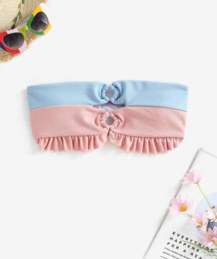 Colorblock Bandeau Bikini Top M Light purple