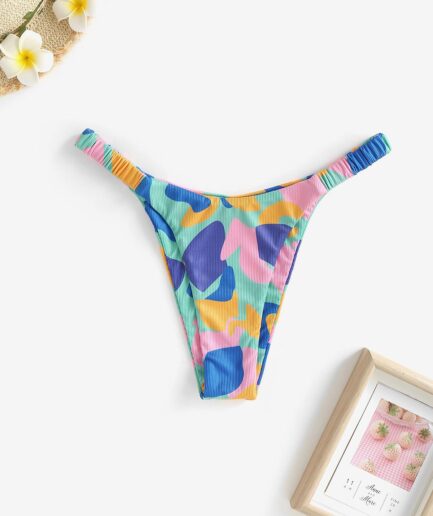 Ribbed Colorblock Bikini Bottom M Multi a