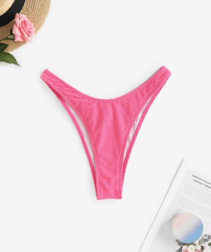 Swiss Dot High Leg Bikini Bottom M Red