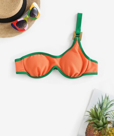 One Shoulder Monowire Bikini Top L Orange