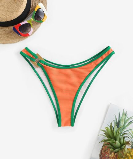 Contrast Binding Cheeky Bikini Bottom L Orange