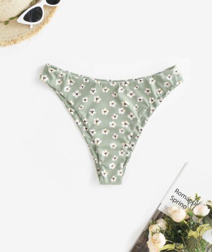 Floral Bikini Bottom L Light green