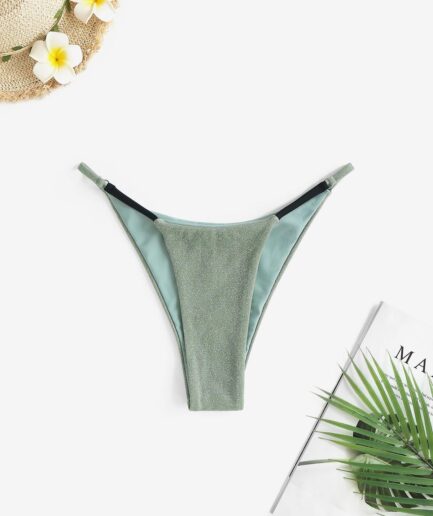 Metallic Glitter Bikini Bottom M Light green