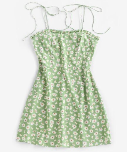 Mini Dress ZAFUL Daisy Print Mini Cami Dress M Light green