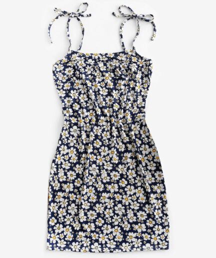 Mini Dress Tie Floral Bodycon Dress M Deep blue