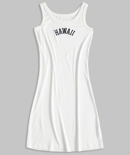 Bodycon Dress Embroidered Bodycon Tank Mini Dress M White