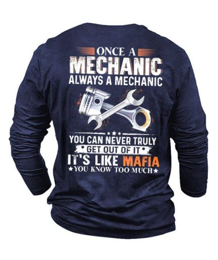 Men¬†Long Sleeves Slogan Print Graphic T-shirt Long Sleeve Round Neck Casual Tee Clothing Online L Blue