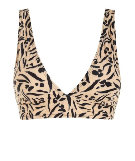 Abstract Print Tank Bikini Top M Light coffee