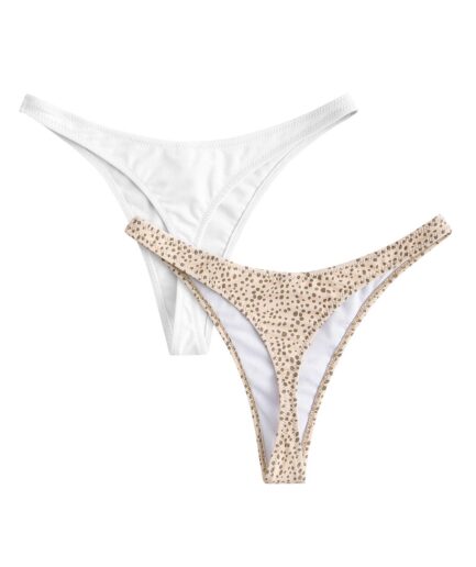 ZAFUL 2PCS Thong Bikini Bottoms Light coffee