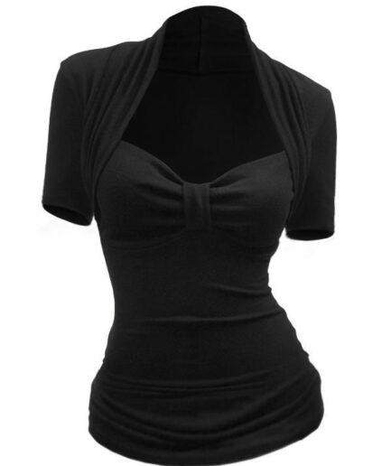 Women Solid Color T Shirt Ruched Bust Sweetheart Neck Short Sleeve Casual Tee Clothing White