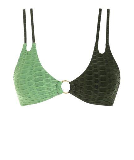 Two Tone O-ring Bikini Top L Green
