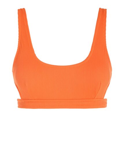 ZAFUL Ribbed Cut Out Bikini Top M Orange