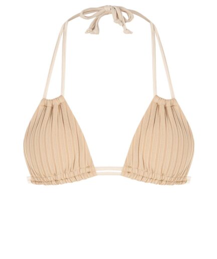 Ribbed Halter Bikini Top M Light coffee