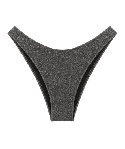 Metallic High Cut Bikini Bottom M Black