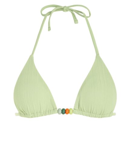 Ribbed Beading Bikini Top M Light green