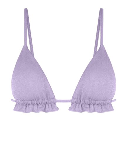 Ruffles Metallic Bikini Top L Light purple