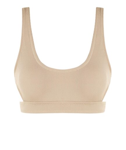 Cut Out Ribbed Bikini Top M Light coffee
