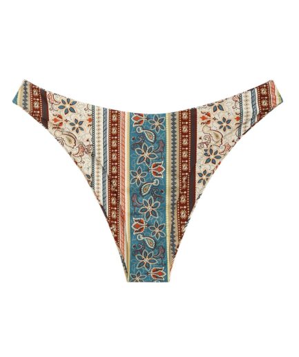 Printed Ethnic Bikini Bottom M Deep green