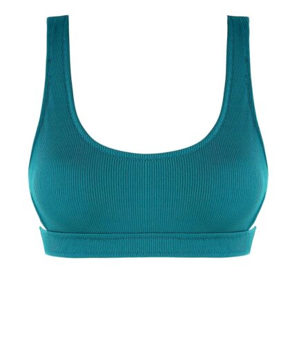 Cut Out Ribbed Bikini Top M Deep green