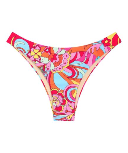 ZAFUL Flower Print Cheeky Bikini Bottom M Light pink