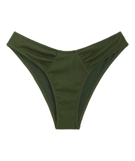 ZAFUL Ribbed Low Waisted Bikini Bottom M Deep green