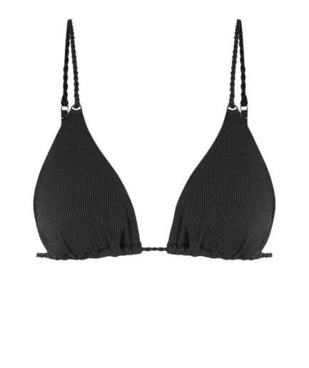 Braided Strap Bikini Top M Black