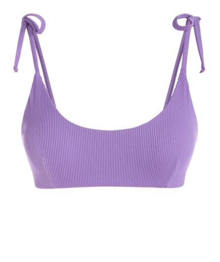 ZAFUL Ribbed Tie Shoulder Tank Bikini Top M Purple