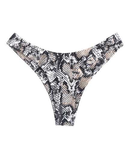 ZAFUL Snake Print High Leg Bikini Bottom M Orange gold