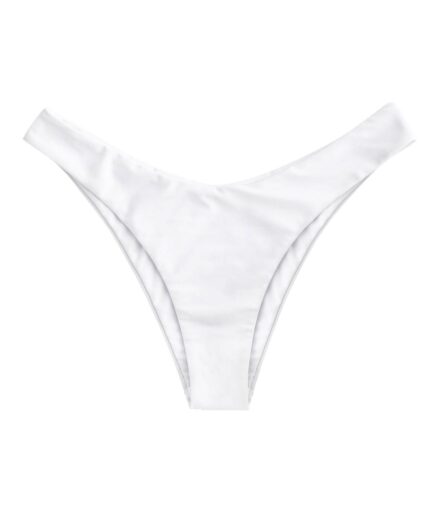 ZAFUL High Leg Plain Bikini Bottom L White