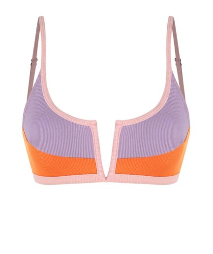 ZAFUL Ribbed Colorblock V Wired Bikini Top M Multi a