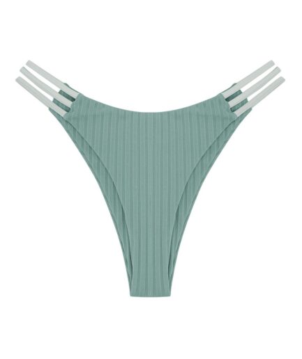 Ribbed Caged Bikini Bottom M Green