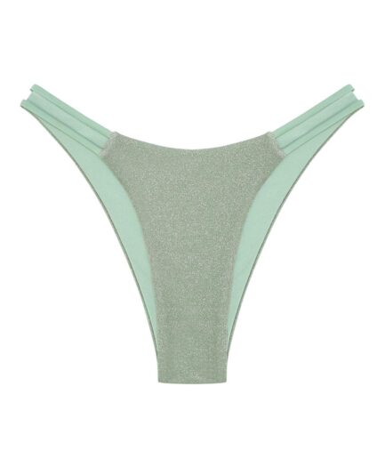 Metallic Cut Out Bikini Bottom M Green